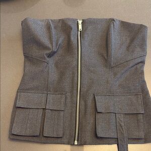 Zara Black Strapless Top with Zipper